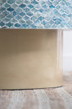 35x35x16" Unique Hyperion Capiz Inlay Drum Coffee Table with Gold Pedestal Base W2078P154261