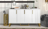 ZNTS TREXM Modern sideboard with Four Doors, Metal handles & Legs and Adjustable Shelves Kitchen Cabinet WF295368AAK