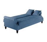 Contemporary Living Room Adjustable Blue Burnt-Out Fabric Couch Plush Storage Couch 1pc Futon B011P163902