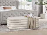 Fuji 49" Upholstered Oval Storage Bench, Ivory White Boucle B2719P238464