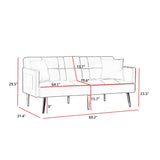 Grey Velvet Futon Sofa Bed with Gold Metal Legs W58861176