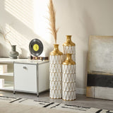 Floor metal vase modern style decoration droplet shaped white metal vase 3-piece set gorgeous W2796P255601