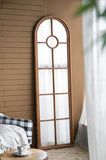 24x79" Half-Round Elongated Mirror with Decorative Window Look Classic Architecture Style Solid Fir W2078126755