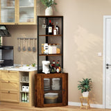 ZNTS Corner Shelf with Doors, 65" Corner Cabinet & Wine Glass Rack, 6 Tier Bookshelf Display, 09047996