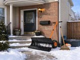 29" Rolling Snow Pusher Shovel, 10" Wheeled Snow Remover with Angle-Adjustable Handle for Driveway & 91393390