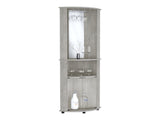 Nashville Corner Bar Cabinet Unit with Wine Glass Rack and Lower Cabinet, Concrete Gray B097P167443