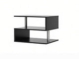 20" Modern S-Shaped End Table with Storage Shelf & Steel Poles Sleek Black Accent Side Table for 22517581