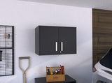 Wall Storage Cabinet 20" H, Two Doors, Three Internal Shelves, Black B097132955