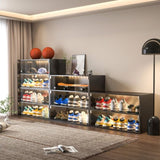 Black Glass Door Shoe Box Shoe Storage Cabinet For Sneakers With RGB Led Light W1320P184274