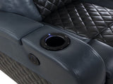 Alair Blue & Black Leather Aire Power Motion Recliner W/Bluetooth, Wireless Charger & Cupholder B2726P321025