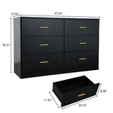Modern Black 6-Drawer Dresser for Bedroom - Ample Storage Wide Chest of Drawers, Sturdy & Safe W1785118925