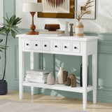 TREXM Rustic Console Table with Open Shelf, Rubber Wood Legs, Ideal for Entryways, Living Rooms, and N715P205077K