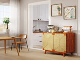 Mid Century Boho Freestanding Accent Cabinet, Handmade Paper Rope Woven Push-to-Open Double Doors, , W2557P515200