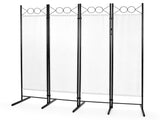 4-Fold Foldable Screen Plastic Feet 160g Polyester Fabric Carbon Steel Frame 6FT Off-White 68530944