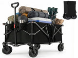 Black 400 lbs Heavy-Duty Collapsible Wagon Cart with All-Terrain Wheels, 180L Capacity Folding 40348987