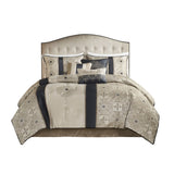 Cal King 7 Piece Jacquard Comforter Set with Throw Pillows B035128852