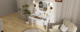 Retro Makeup Desk with Large Mirror, 3-Drawer Dressing for Jewelry Storage, Elegant Console N844P292482A