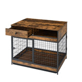 ZNTS Furniture Dog Cage Crate with Double Doors. Antique Brown,38.78'' W x 27.36'' D x 32.17'' H. W1903P151311