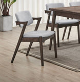 Mid-Century Modern Dining Chairs 2pcs Set Solid wood Fabric Upholstered Cushion Chair Walnut B011P203551
