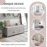 Storage Bench with 3 Shutter-shaped Doors, Shoe Bench with Removable Cushion and Hidden Storage 71735742