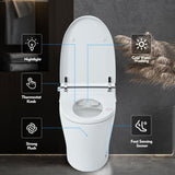 ZNTS Smart Toilet Bidet Combo with Self-Cleaning Nozzle,Upmarket Compact Dual Flush Toilet 1/1.28 WF314231AAA