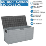 ZNTS 75gal 260L Outdoor Garden Plastic Storage Deck Box Chest Tools Cushions Toys Lockable Seat 10663967