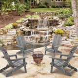 Wood Patio Chair for Garden Outdoor Wooden Folding Adirondack Chair Set of 2 Solid Cedar Wood 61370535