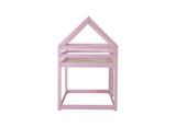 Twin over Twin Rubber Wood Floor Bunk Bed, with ladder,Guardrails,House-Shaped-Bunk Bed,Pink W504P206867