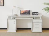 Embossed White Particle Board with Melamine Laminate 1155574cm One-Door Three-Drawer Computer Desk 28344115