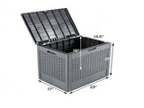 25 Gallon Outdoor Deck Box, Weatherproof PP Storage Chest with Rattan Texture, Lockable Patio 13630288