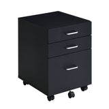 ZNTS Black and Chrome 3-Drawer Rectangular File Cabinet B062P184517