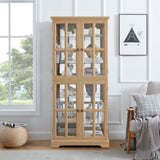Curio Display Cabinet,Antique Display Cabinet with Glass Doors Adjustable Shelves for Collectibles W2275P231686