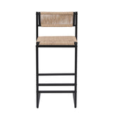 Kitchen Bar Stools with Footrest Set of 2 Paper Rope Weave Dining Chairs Counter Height Barstool W1757P254841