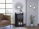 Savannah 6-Bottle 3-Shelf Bar Cart Black Wengue B06280468