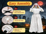 Halloween Animatronic Ghost Bride Prop, 5.6FT Turning Head Beauty to Hag with Red Glowing Eyes Sound 89295662