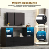 ON-TREND High Gloss TV Stand with LED Lights, Modern Sideboard with Large Storage Cabinet, Media N721P192849B