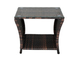 Glass Surface Brown Gradient Iron Frame Rattan Side Table 38666142