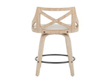 Charlotte Farmhouse Counter Stool in White Washed Wood and Cream Fabric by LumiSource - Set of 2 B202P221816