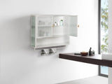 23.62"Glass Doors Modern Two-door Wall Cabinet with Featuring Two-tier Enclosed Storage, an Open W757119332