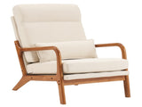 High Back Solid Wood Armrest Backrest Iron Frame Linen Indoor Leisure 23435741
