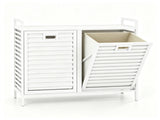 2Bin PullOut Bamboo Laundry Hamper Cabinet, 10Gallon Removable Polyester Fabric Sorter Baskets 37682826