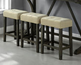 Modern Brown Dining Table W USB 3x Stools Biscuit-Tufted Seat Cushion Beige 3pc Dining Table Set B011P302805