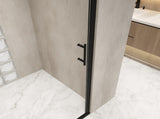 34"x 72" Pivot Shower Door, Matte Black Aluminum Frame, Half Frame ,1/4" Tempered Glass W1675P295822