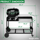 ZNTS Portable Charcoal Grill with Cart, BBQ Charcoal Grill with Porcelain-Enameled Lid & Slide Out Ash 02203572