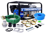 Trash Pump 3 inch, 209cc 7HP 4 stroke OHV ENGINE, Gas Powered Full Trash Water Pump 50 ft Discharge W465134909