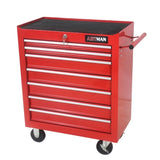 ZNTS 7 DRAWERS MULTIFUNCTIONAL TOOL CART WITH WHEELS-RED W1102107324