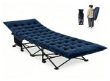 Navy Foldable Heavy Duty Camping Cot 330LBS, Portable Outdoor Sleeping Bed with Cushion & Carry 99821226