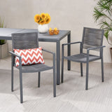 Outdoor Modern Aluminum Dining Chair with Rope Seat , Gray and Dark Gray 70660.00DGRY