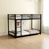 ZNTS Metal Twin over Twin Bunk Bed/ Heavy-duty Sturdy Metal/ Noise Reduced/ Safety Guardrail/No Box W1935P235012