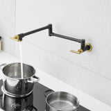 Brass Made Pot Filler, Black & Gold Pot Filler Faucet, Wall Mount Folding Kitchen Sink Pot Filler W1932P186932